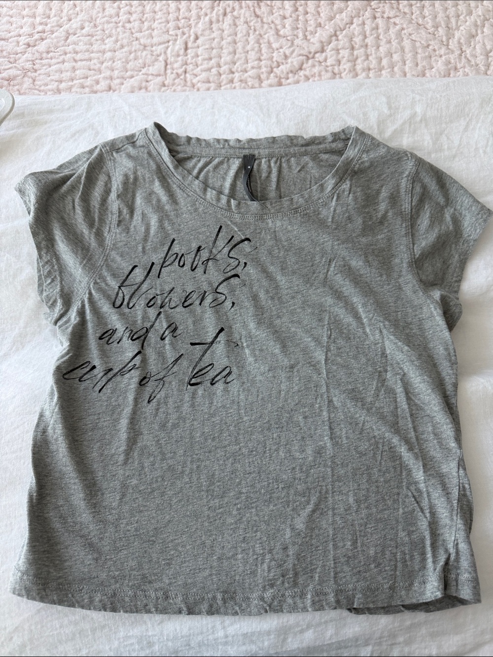 Anthropologie Gray Script Graphic Short Sleeve Tee
